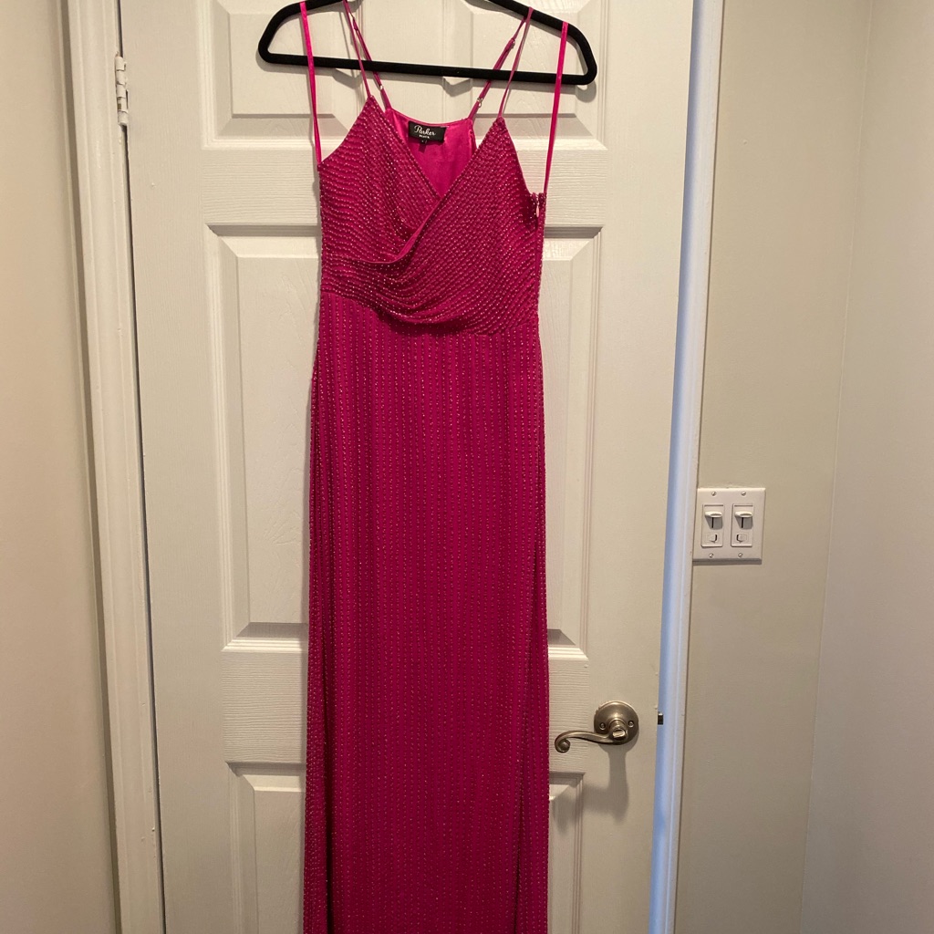 Parker Black Hot Pink Embellished Sequin Dress